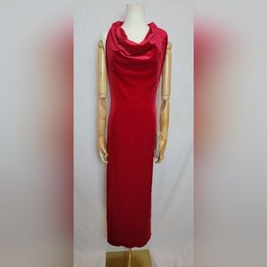 Zara Red Velvet Halter Dress, Size Small
